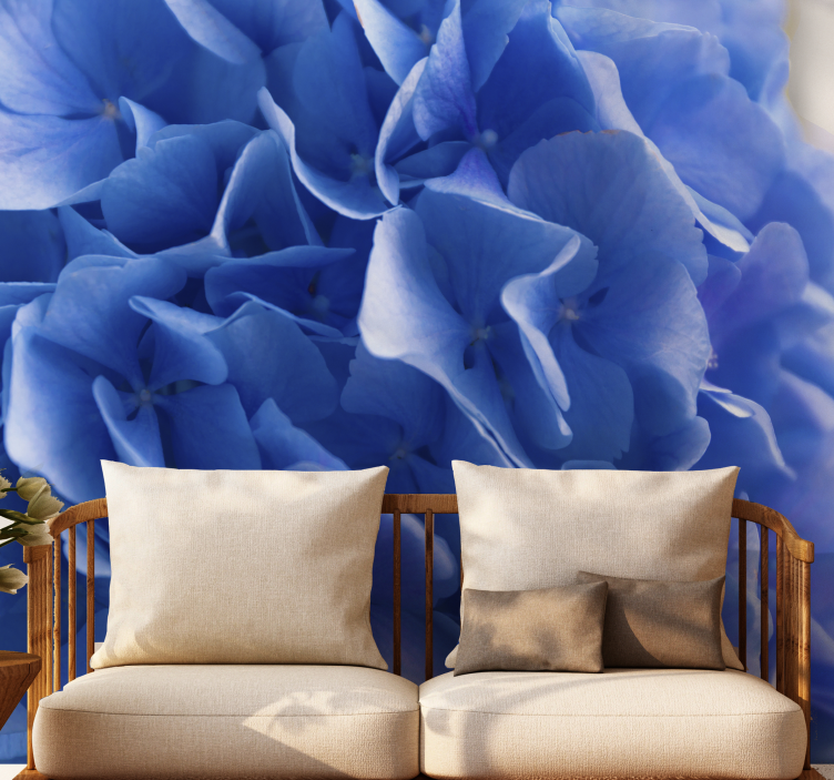 Flower mural hydrangea blue blossoms - TenStickers