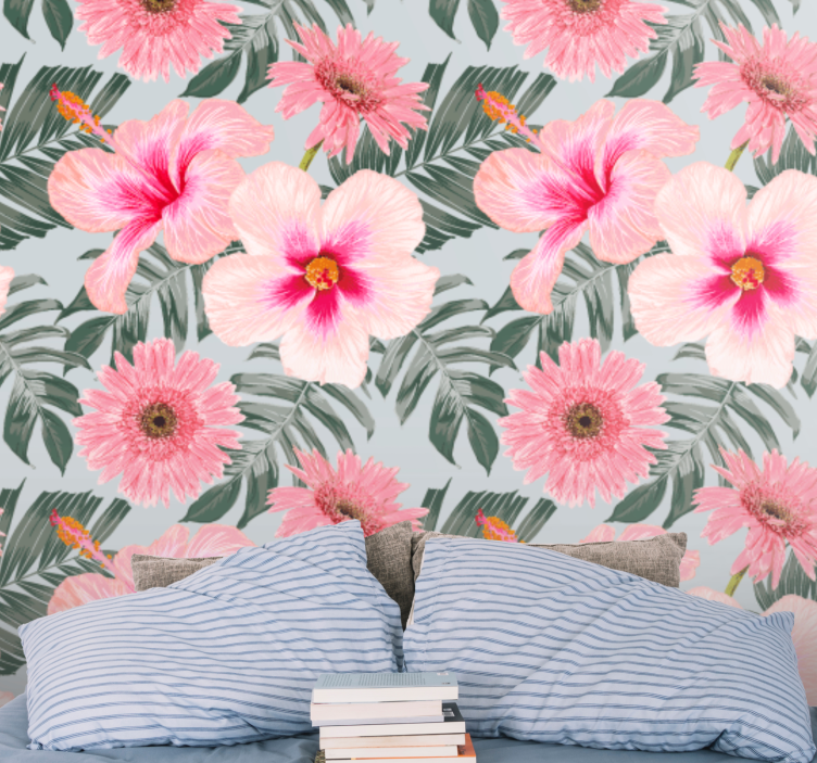 Flower mural in soft pink floral design - TenStickers