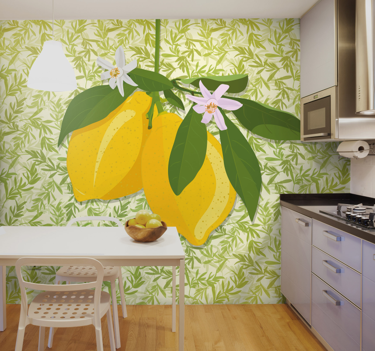 Flower mural lemon branch blossom - TenStickers