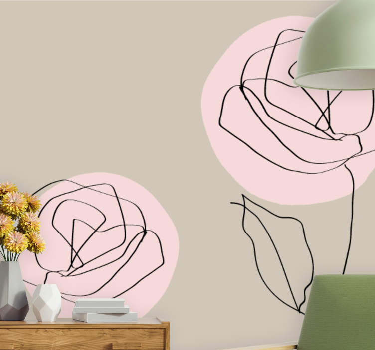 Flower mural line art roses - TenStickers