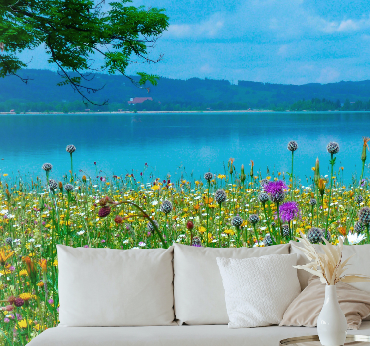 Flower mural lush meadow flora - TenStickers