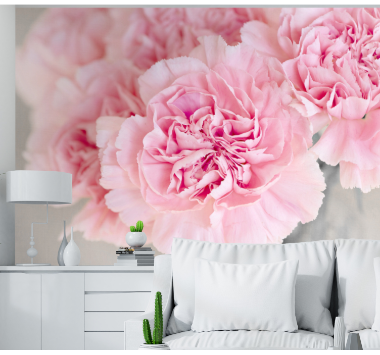 Flower mural of lovely pink blossoms - TenStickers