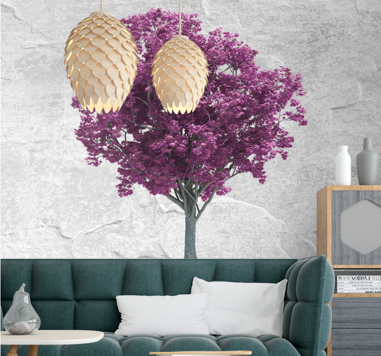 Flower mural purple tree blossoms - TenStickers