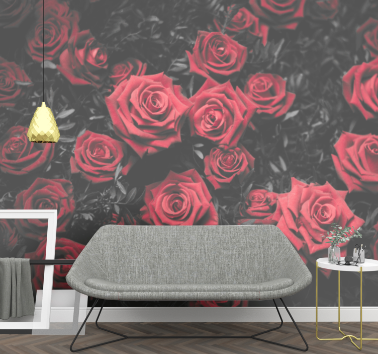 Flower mural red rose floral design - TenStickers