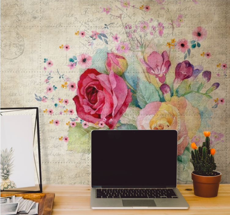 Flower mural rose bloom arrangement - TenStickers