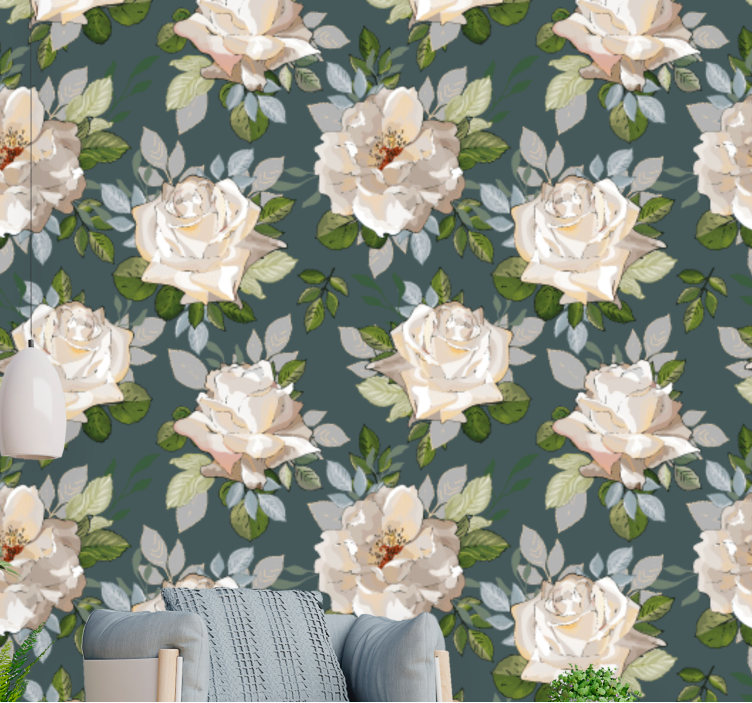 Flower mural rose floral design - TenStickers