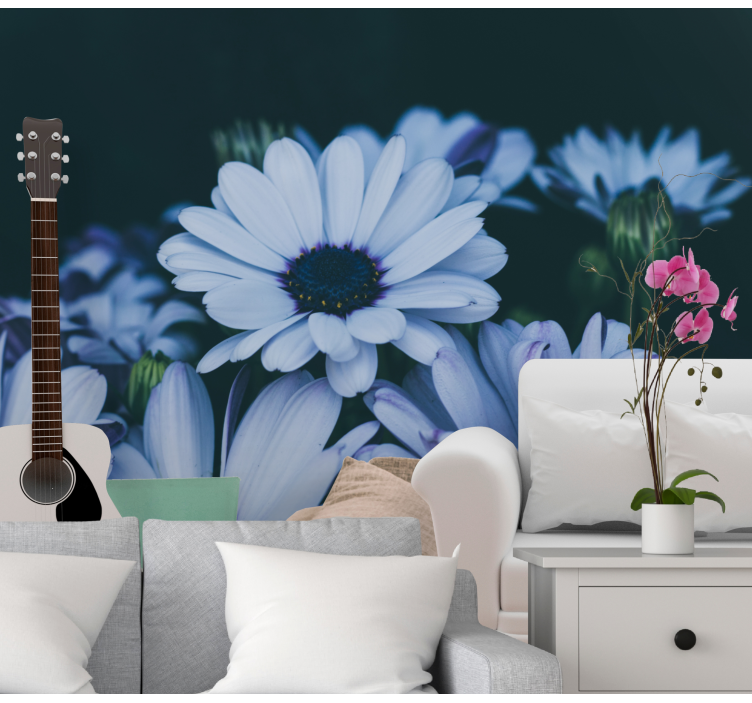 Flower mural serene floral design - TenStickers
