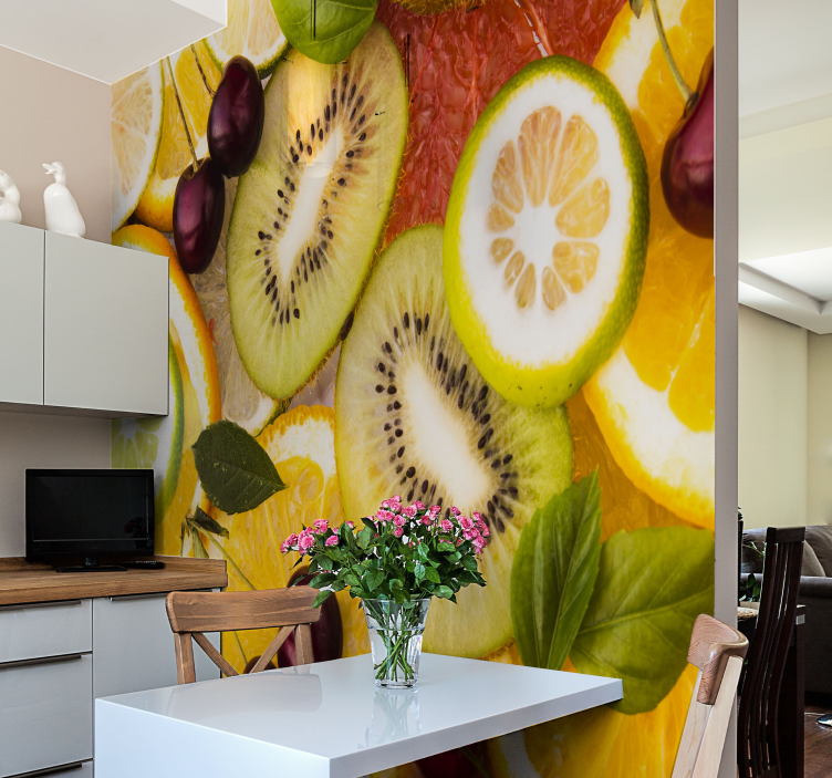 Flower mural sliced citrus medley - TenStickers