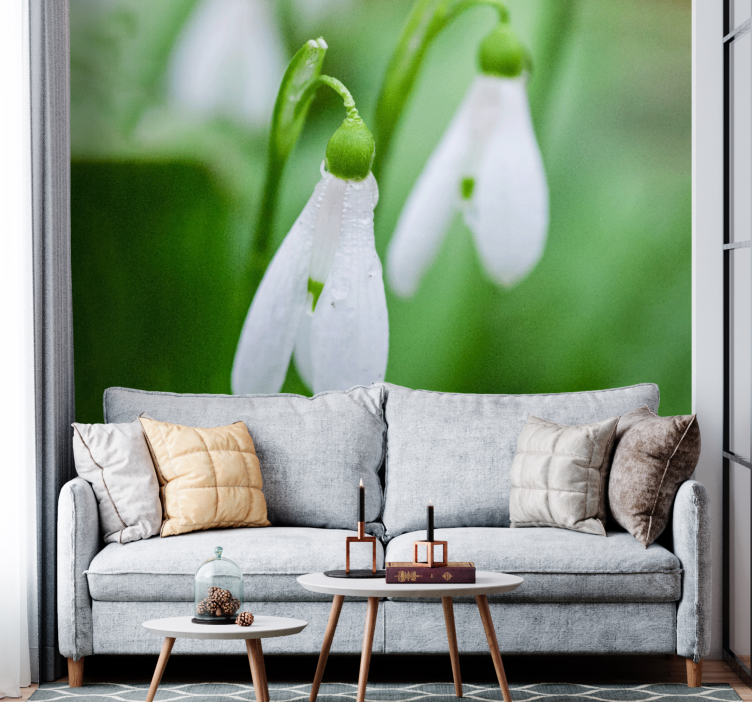 Flower mural snowdrop floral elegance - TenStickers