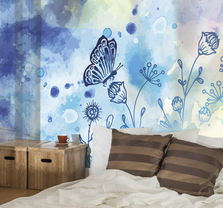 Flower mural soaring wings and flowers - TenStickers