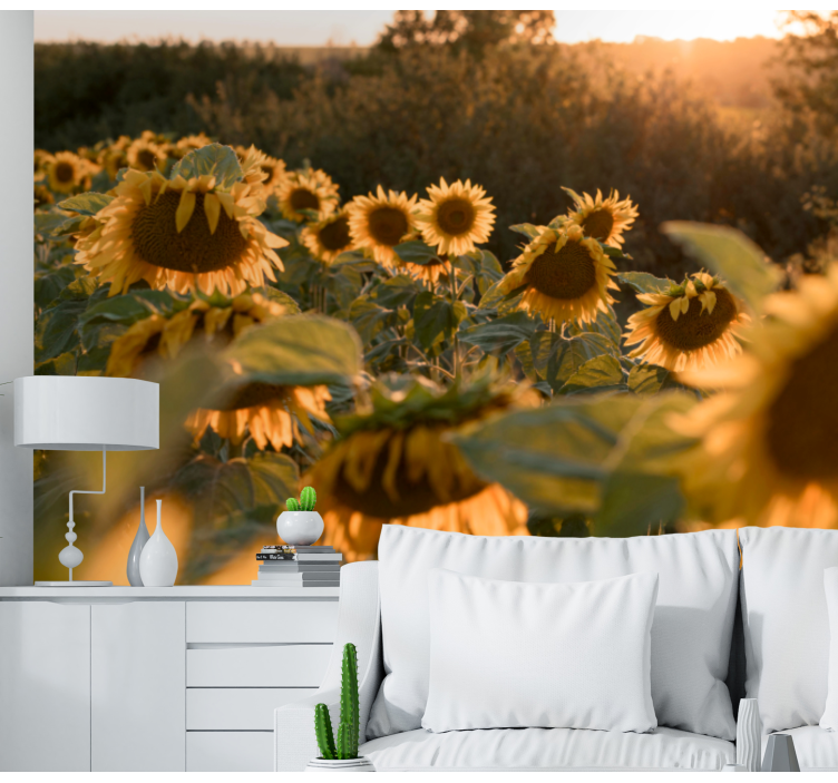 Flower mural sunflower field calm - TenStickers