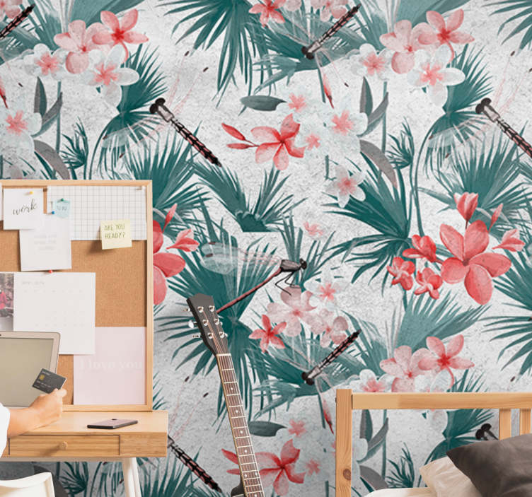 Flower mural tropical floral design - TenStickers