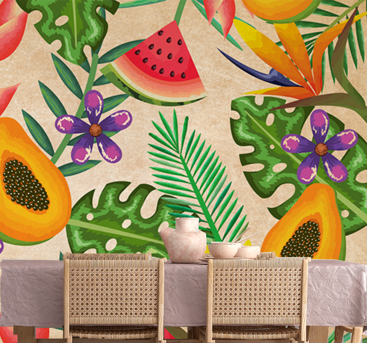 Flower mural tropical fruit designs - TenStickers