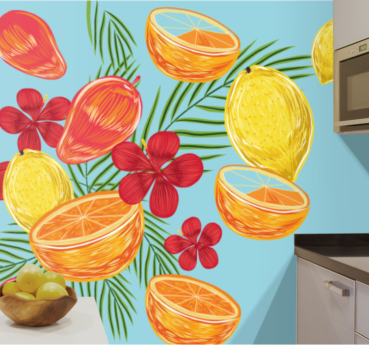 Flower mural tropical fruit display - TenStickers