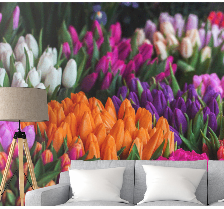 Flower mural tulip garden showcase - TenStickers