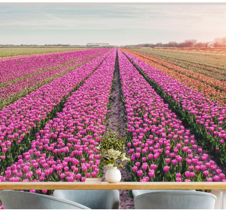 Flower mural tulip meadow landscape - TenStickers