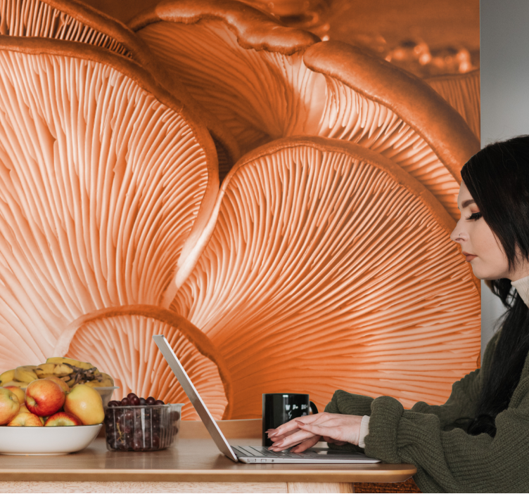 Flower mural with mushroom texture design - TenStickers