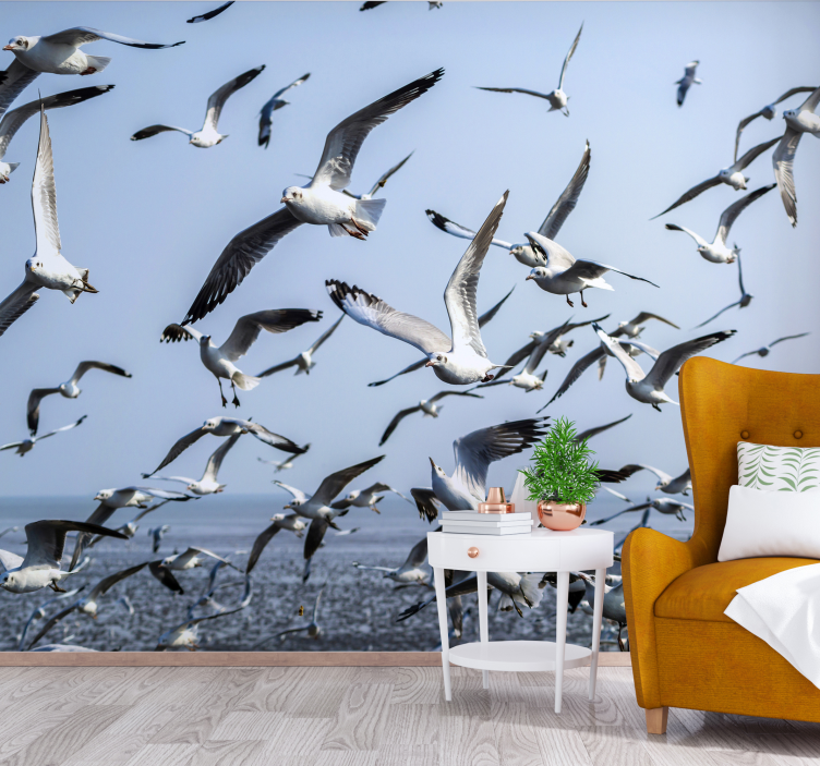 Flying seagulls wall mural - TenStickers
