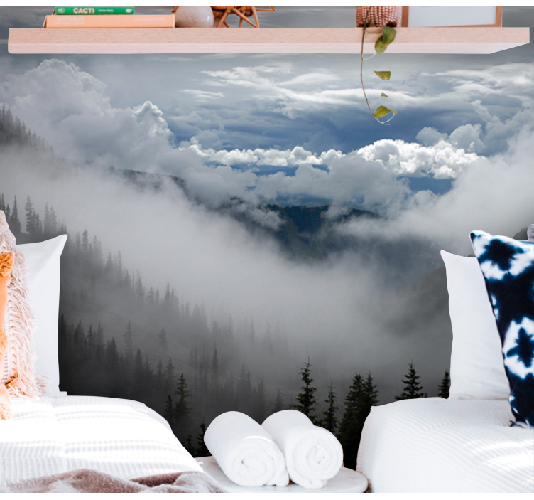 Foggy Woodland Scenery landscape mural wallpaper - TenStickers