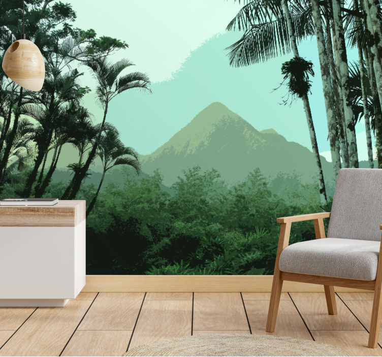 Forest wall mural mountain jungle landscape - TenStickers