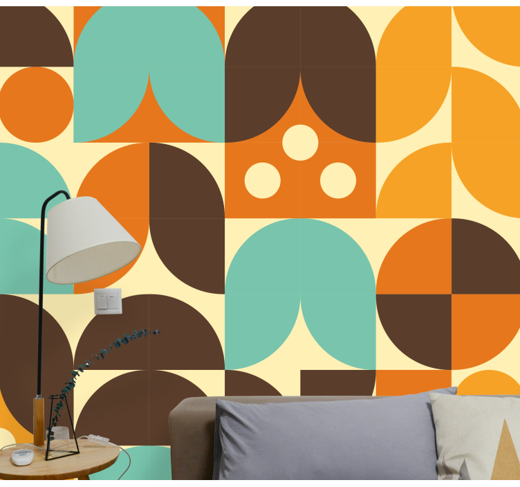 Geometric 70's abstract forms vintage wall mural - TenStickers