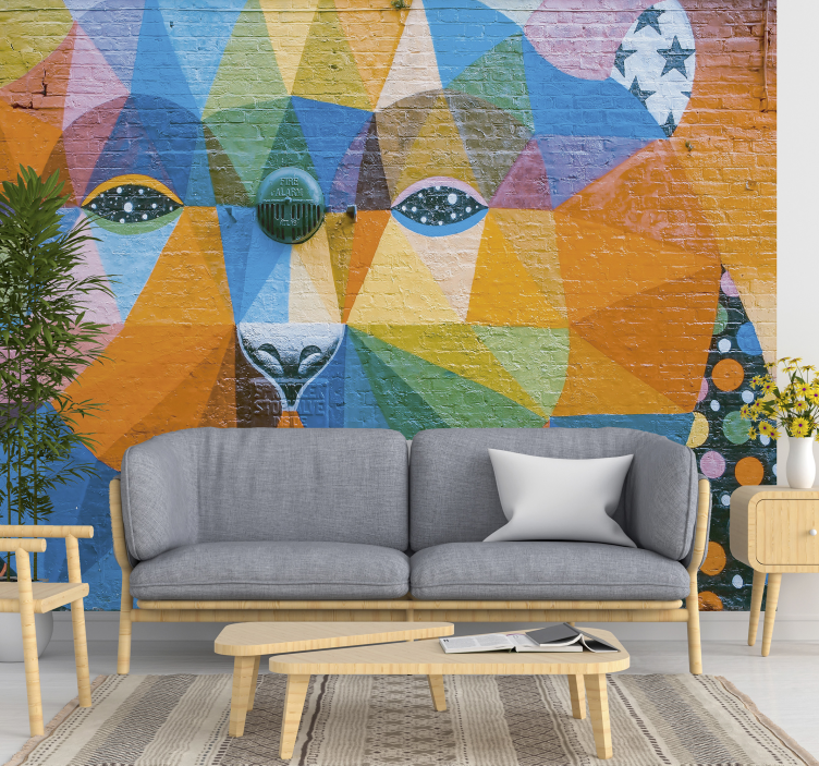 Geometric Feline graffiti wall mural - TenStickers