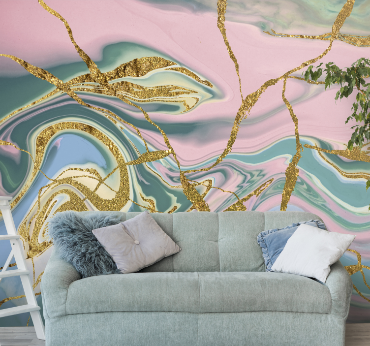 Gold print marble texture wall mural - TenStickers