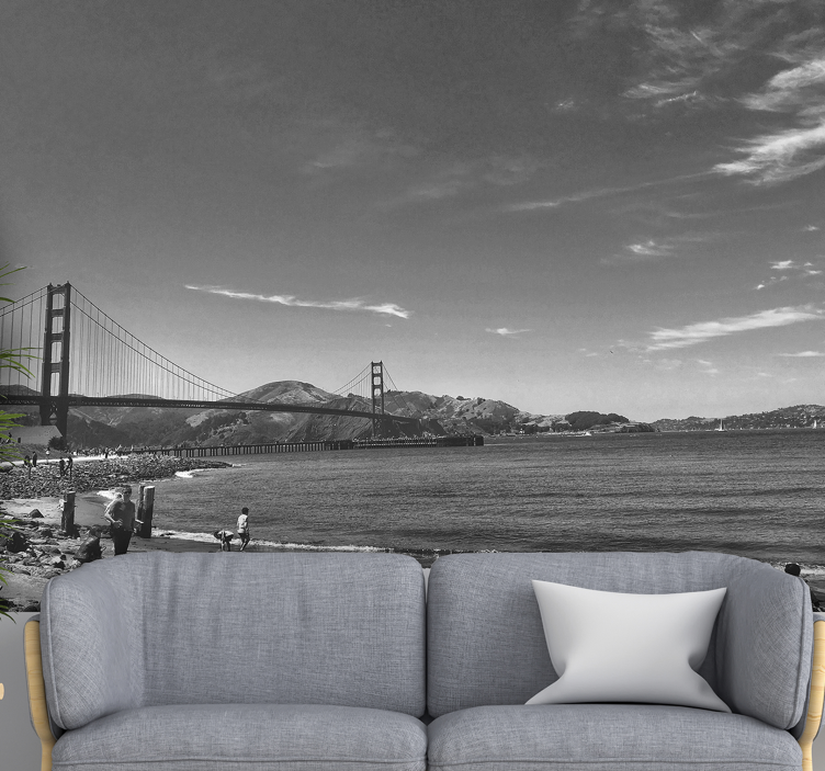 Golden gate gray scale wall mural - TenStickers