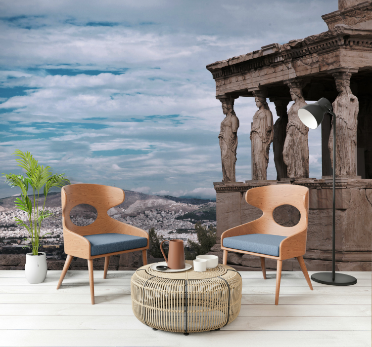 Greek white pillars and pigeons 3D Wall Mural - TenStickers