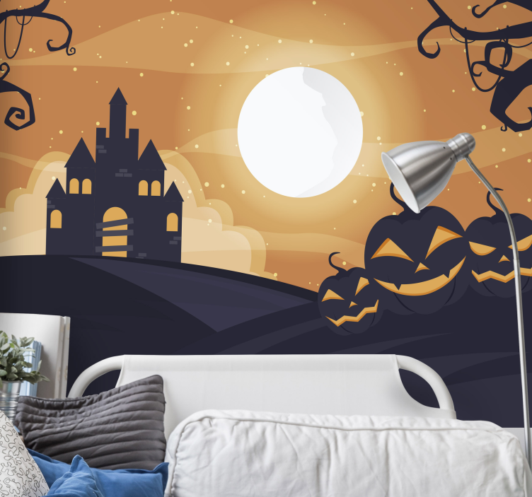 Haunted Castle Night halloween mural - TenStickers