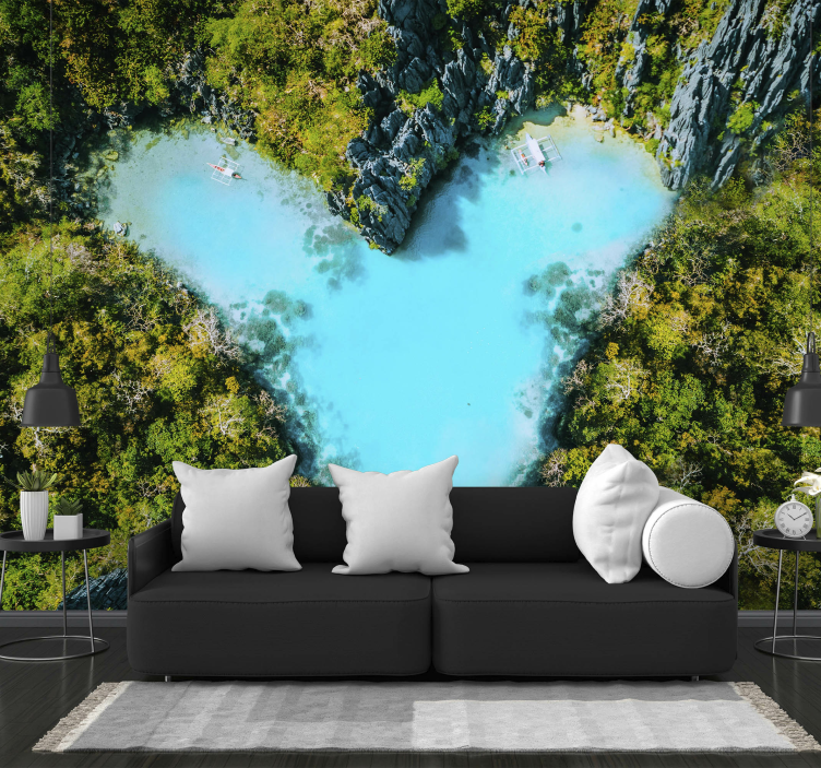 Heart-Shaped Lagoon love wall mural - TenStickers