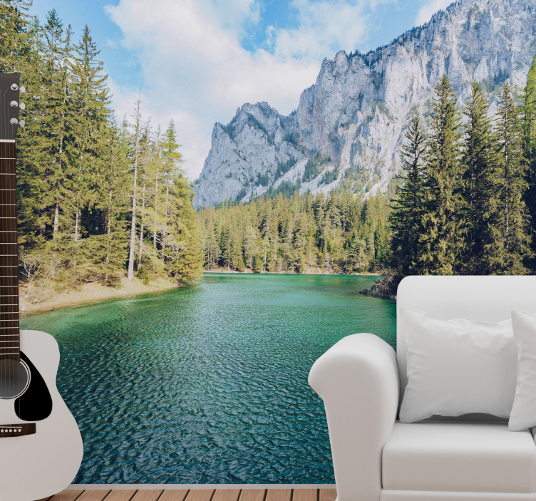 High mountains and river Mountain wall mural - TenStickers