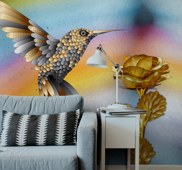 Hummingbird and Rose animal wall mural - TenStickers