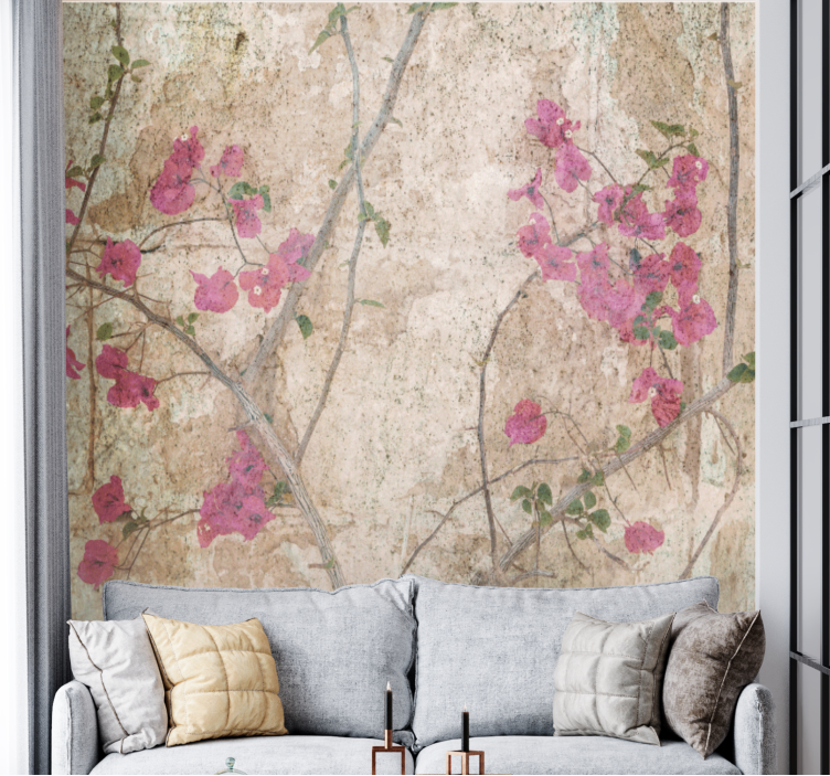 Ivy flowers vintage wall mural - TenStickers