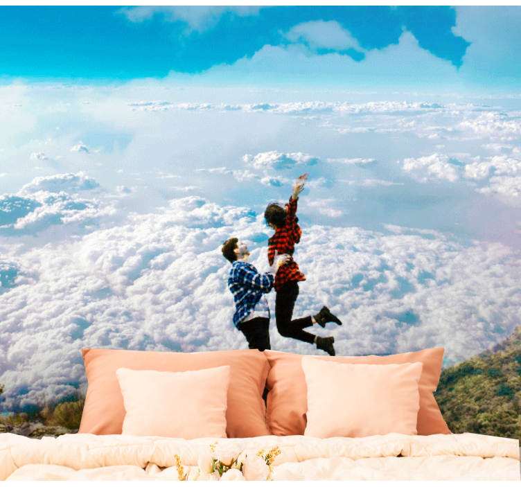 Joyful Embrace Above Clouds love wall mural - TenStickers