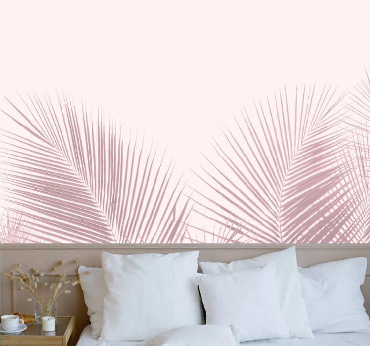Kawaii Style pink palm leaves wall mural - TenStickers
