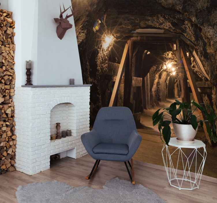 Landscape mural wallpaper cave passageway view - TenStickers