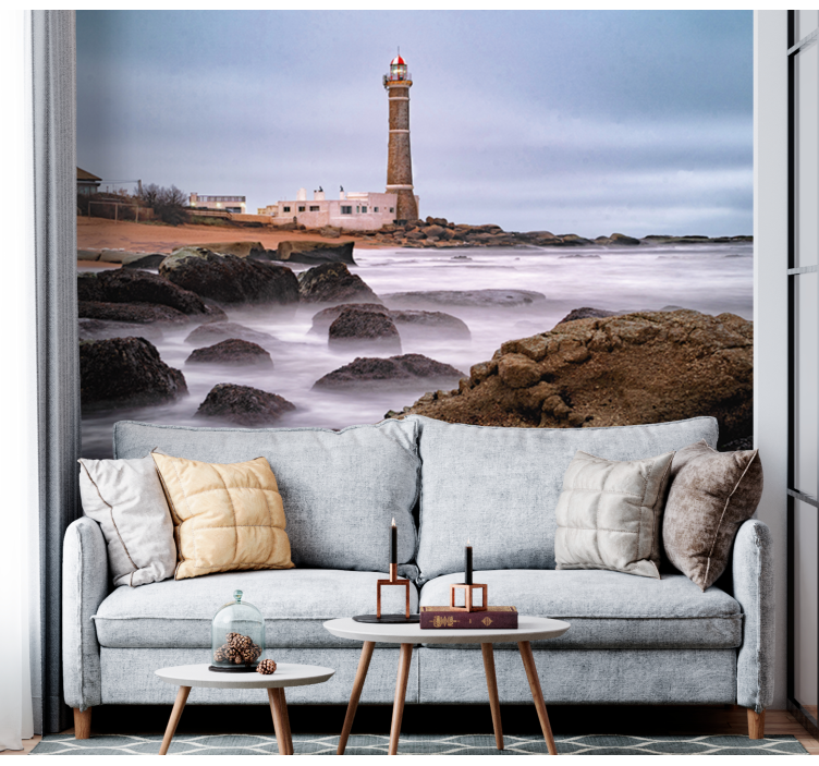 Landscape mural wallpaper coastal lighthouse view - TenStickers