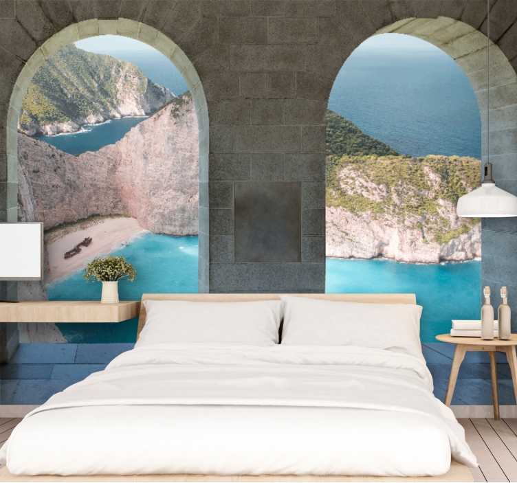 Landscape mural wallpaper coastal view arch - TenStickers
