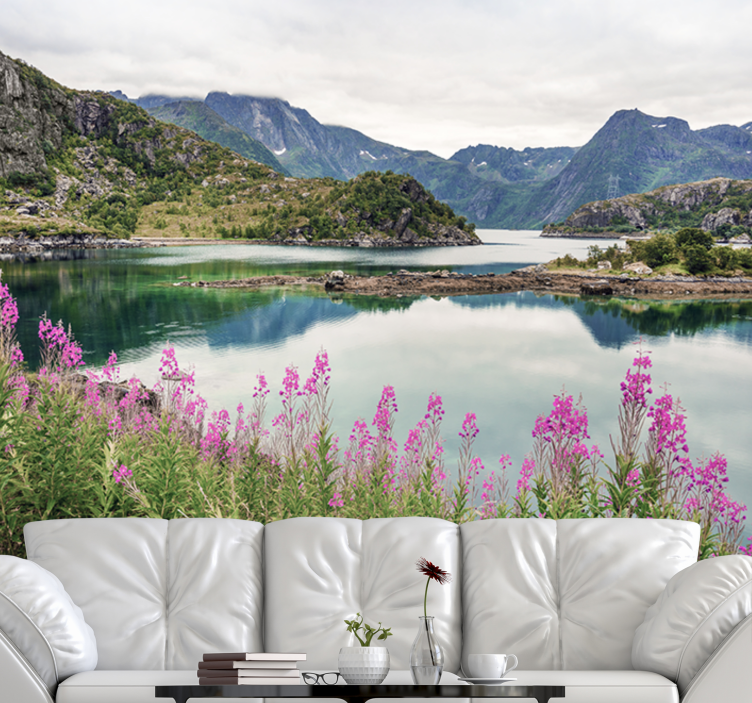 Landscape mural wallpaper enchanting norwegian fjord - TenStickers