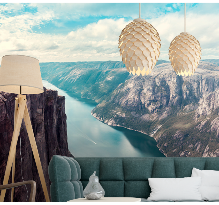 Landscape mural wallpaper grand fjord view - TenStickers