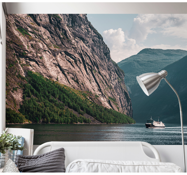 Landscape mural wallpaper majestic fjord scene - TenStickers