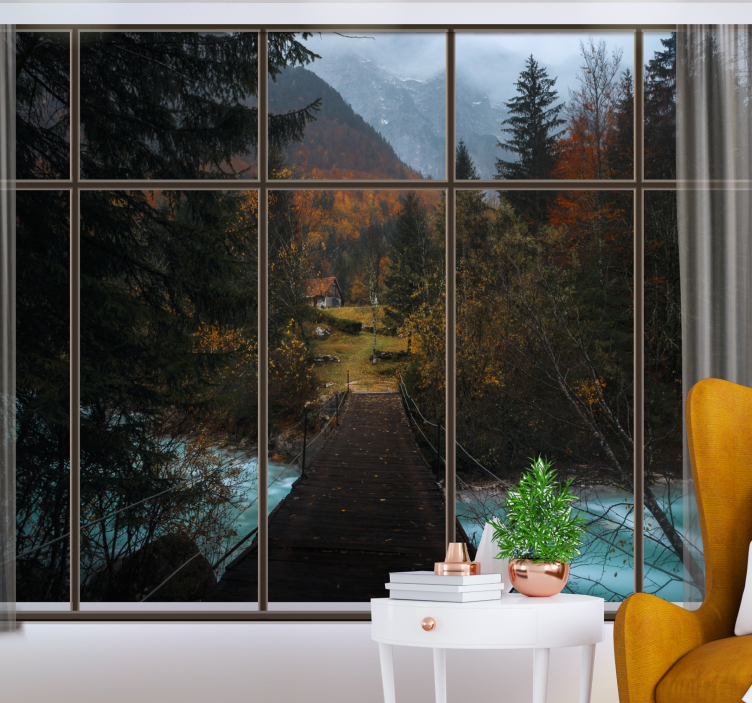 Landscape mural wallpaper mountain pathway scene - TenStickers