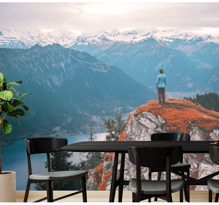 Landscape mural wallpaper mountain view calm - TenStickers