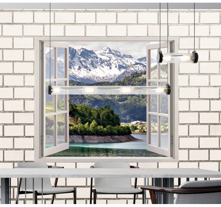 Landscape mural wallpaper mountain view retreat - TenStickers