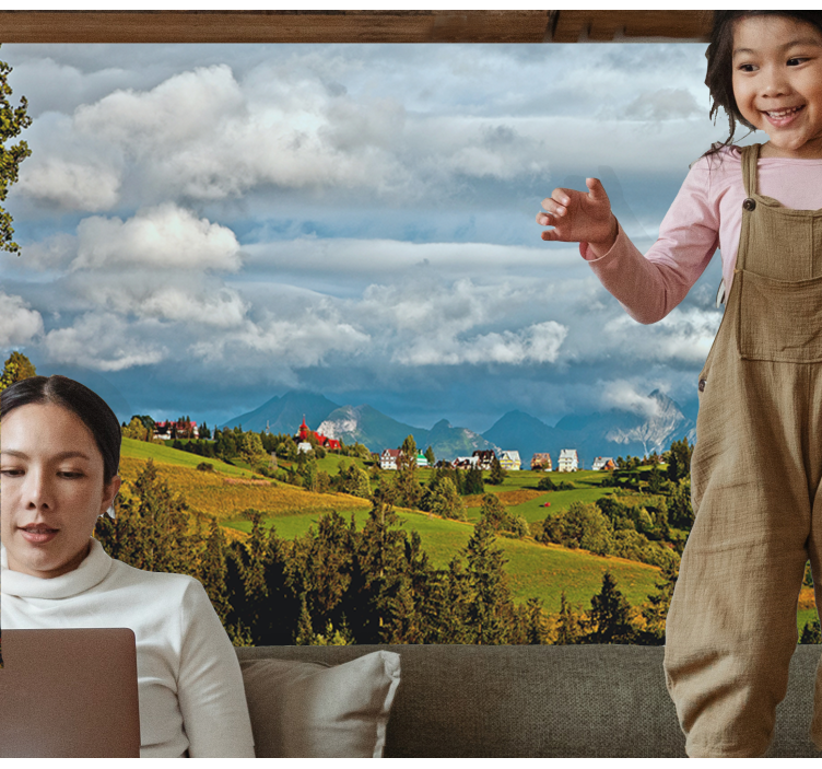 Landscape mural wallpaper mountainous countryside view - TenStickers