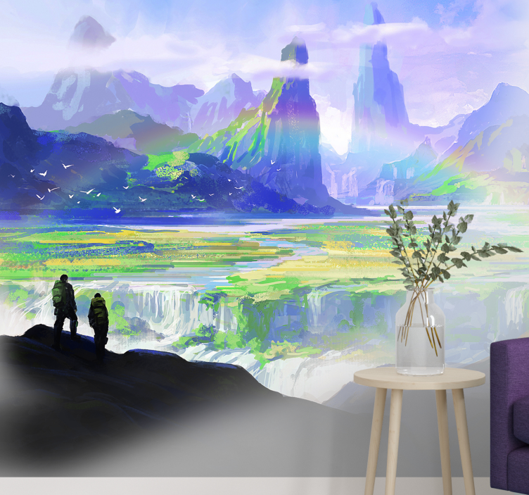 Landscape mural wallpaper mountainous nature scene - TenStickers