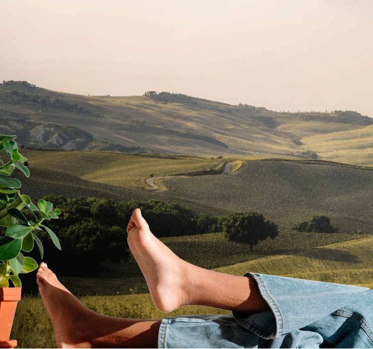 Landscape mural wallpaper rolling hills scenery - TenStickers