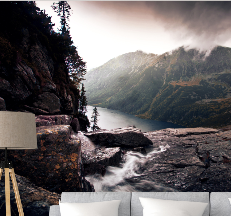 Landscape mural wallpaper scenic lake vista mountains - TenStickers
