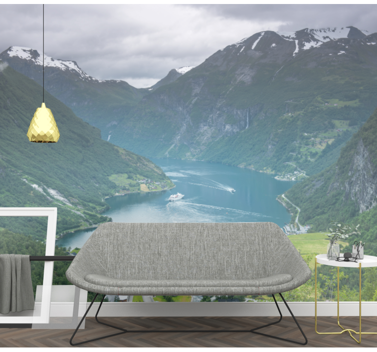 Landscape mural wallpaper stunning fjord views - TenStickers